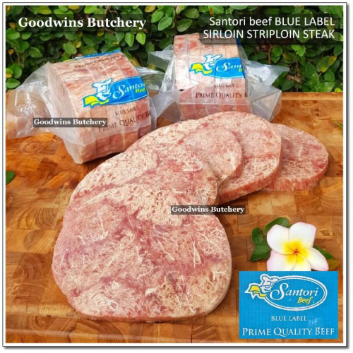 Beef Sirloin Striploin Porterhouse Has Luar Australia frozen MELTIQUE Santori BLUE LABEL steak +/- 3/4" ORIGINAL BAG (price/pack 1kg 5pcs)